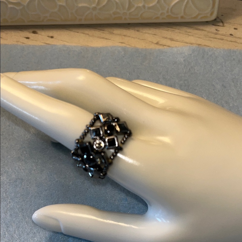 Elegant Black Beaded Stretch Ring